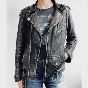 Reworked leather biker jacket